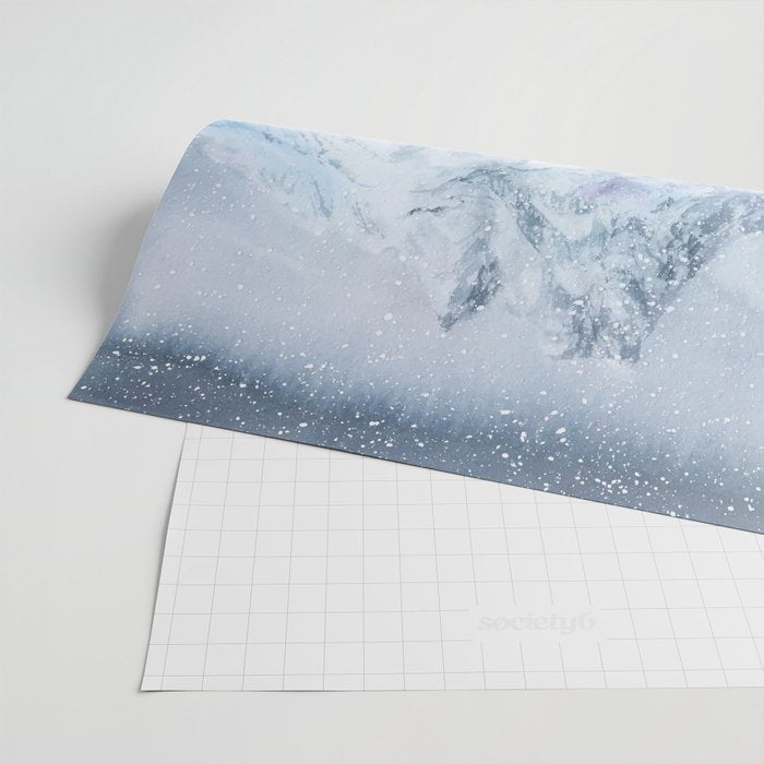 Enchanting Snowy Log Cabin Alpine Lake Wrapping Paper Gallery Image 2
