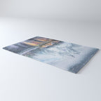 Enchanting Snowy Log Cabin Alpine Lake Rug Gallery Image 3