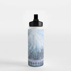 Enchanting Snowy Log Cabin Alpine Lake Water Bottle Gallery Image 2