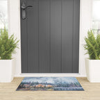 Enchanting Snowy Log Cabin Alpine Lake Welcome Mat Gallery Image 3