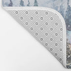 Enchanting Snowy Log Cabin Alpine Lake Bath Mat Gallery Image 2