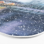 Enchanting Snowy Log Cabin Alpine Lake Bath Mat Gallery Image 3