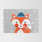 Christmas Fox with fairy lights Rug Gallery Image 2