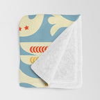 Festive Birds Blue Throw Blanket Gallery Image 3