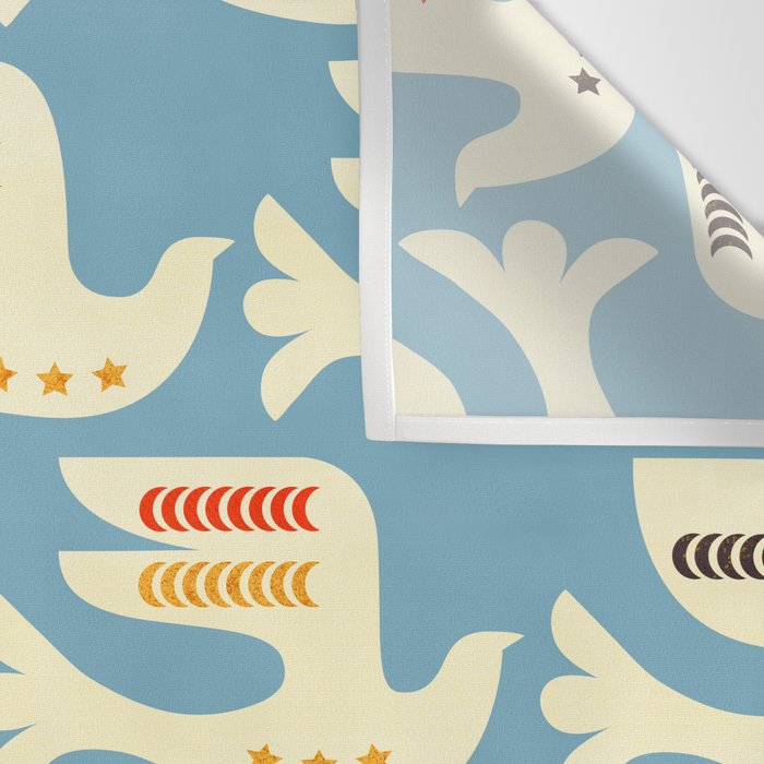 Festive Birds Blue Wall Tapestry Gallery Image 3