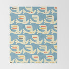 Festive Birds Blue Throw Blanket Gallery Image 2
