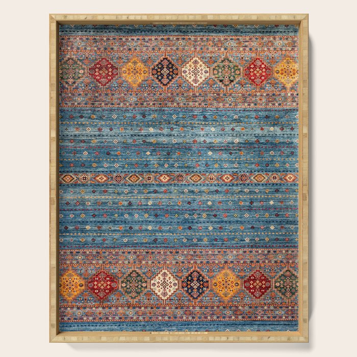 Traditional Vintage Moroccan Carpet Serving Tray Gallery Image 1