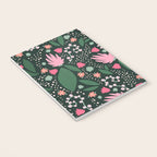 Flowers pattern in pink and green Notebook Gallery Image 3
