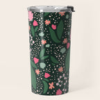 Flowers pattern in pink and green Travel Mug Gallery Image 2