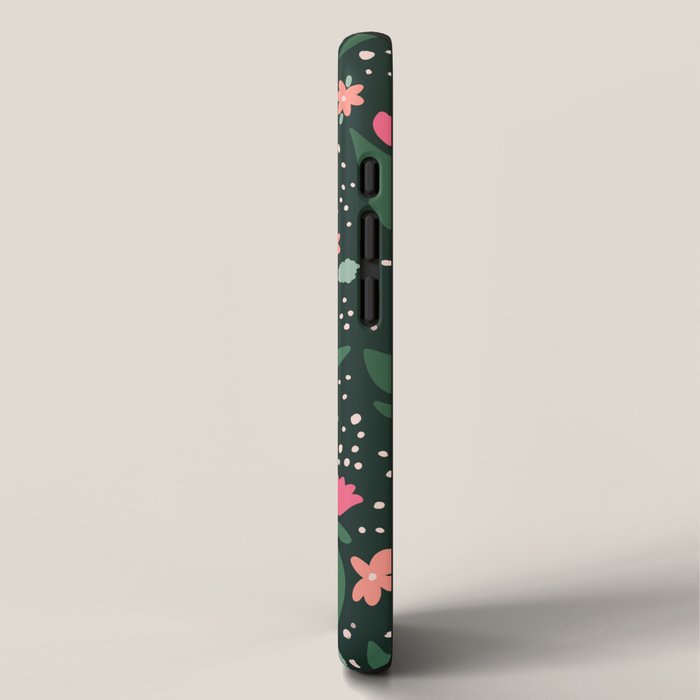 Flowers pattern in pink and green iPhone Case Gallery Image 2