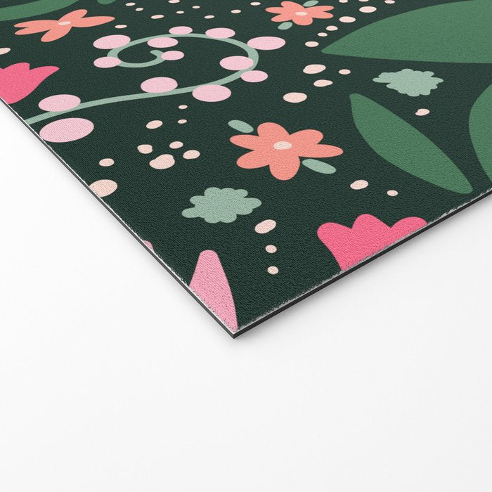 Flowers pattern in pink and green Welcome Mat Gallery Image 2