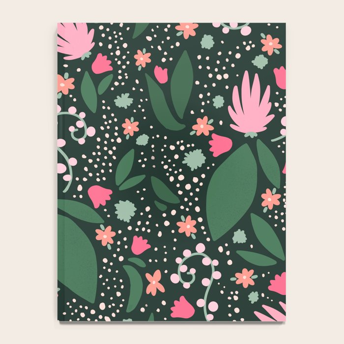 Flowers pattern in pink and green Notebook Gallery Image 4