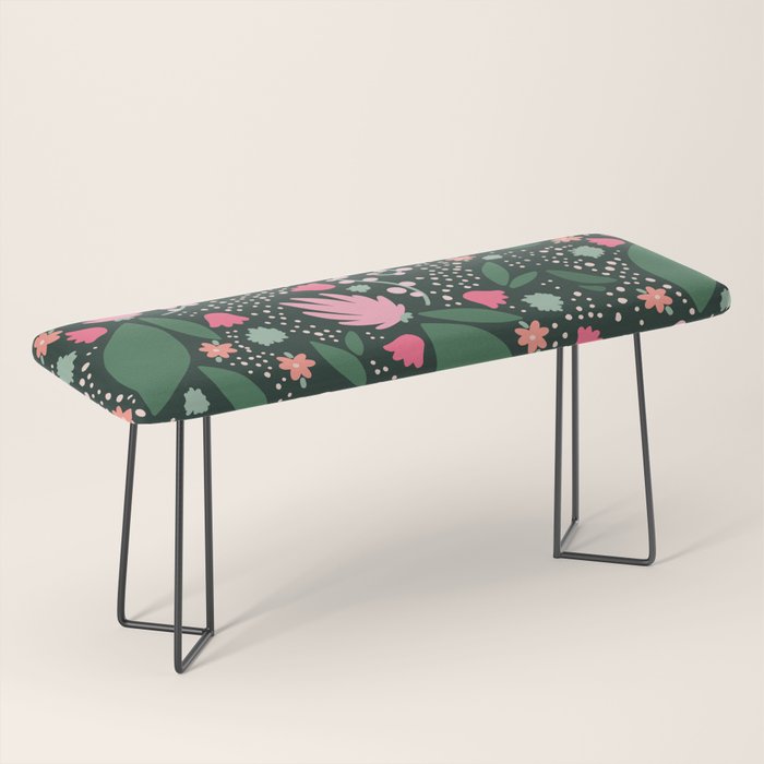 Flowers pattern in pink and green Bench Gallery Image 1