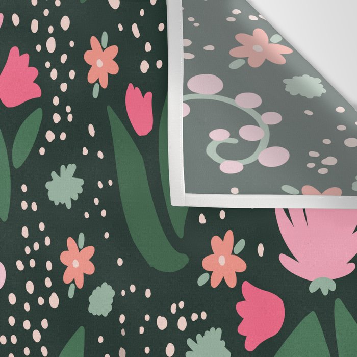 Flowers pattern in pink and green Wall Tapestry Gallery Image 3