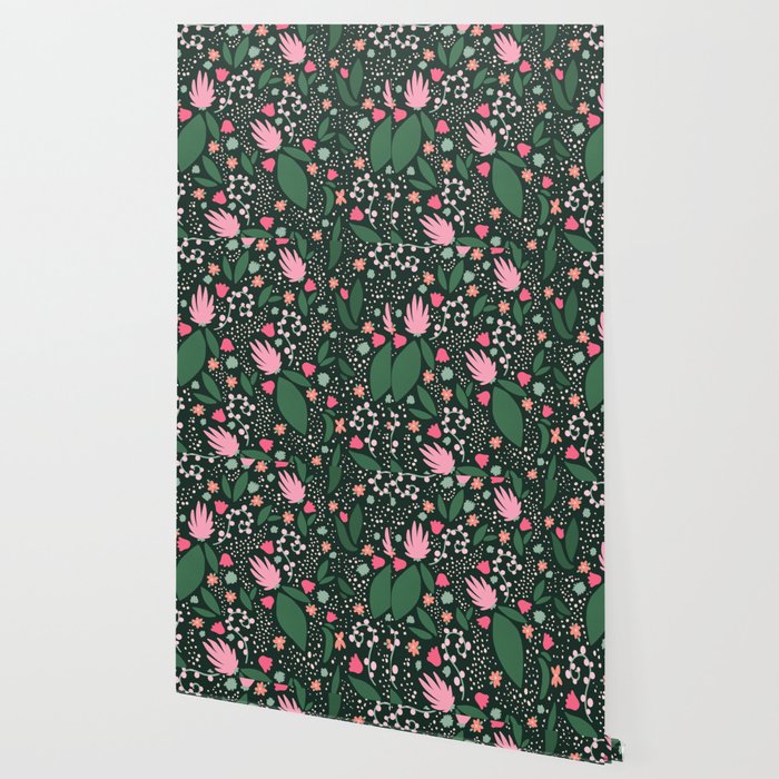 Flowers pattern in pink and green Wallpaper Gallery Image 2