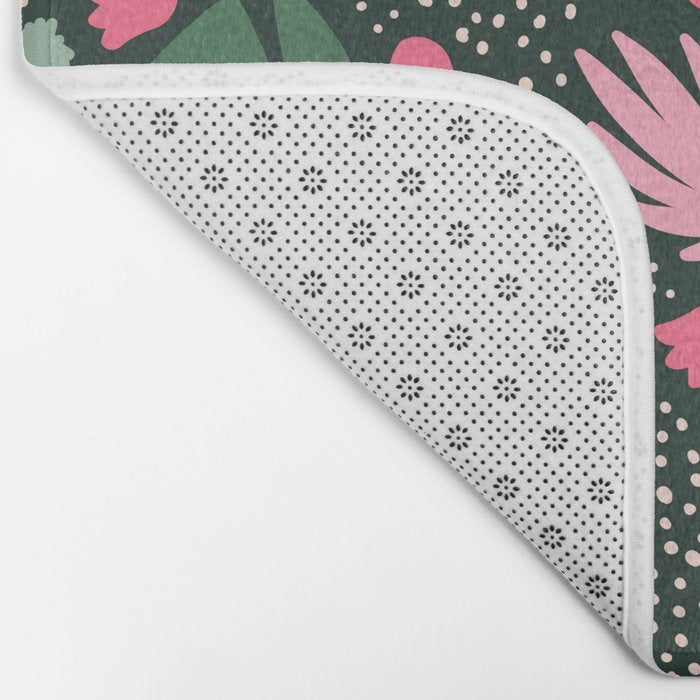 Flowers pattern in pink and green Bath Mat Gallery Image 2