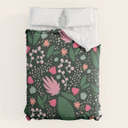 Flowers pattern in pink and green Comforter Gallery Image 6