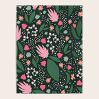 Flowers pattern in pink and green Poster Gallery Image 4