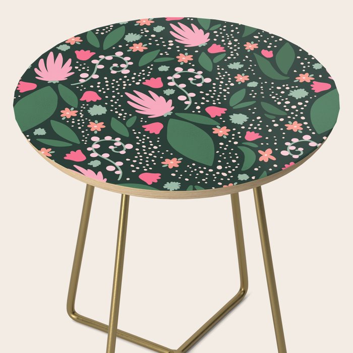 Flowers pattern in pink and green Side Table Gallery Image 2