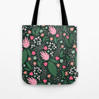 Flowers pattern in pink and green Tote Bag Gallery Image 1