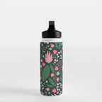 Flowers pattern in pink and green Water Bottle Gallery Image 3
