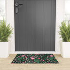 Flowers pattern in pink and green Welcome Mat Gallery Image 3