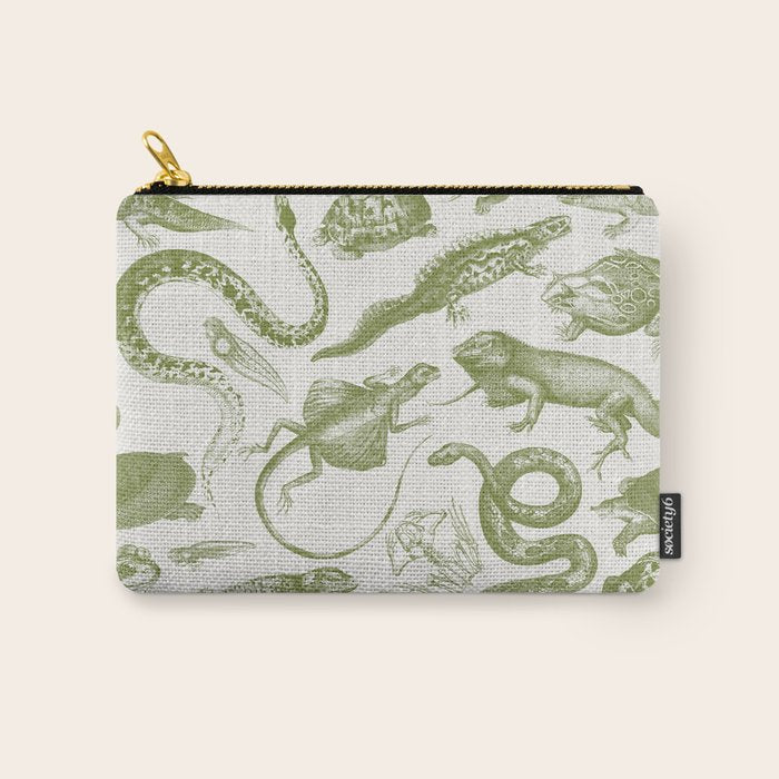 Reptiles and Amphibians Vintage Chic Monochromatic Pattern  Carry All Pouch Gallery Image 1