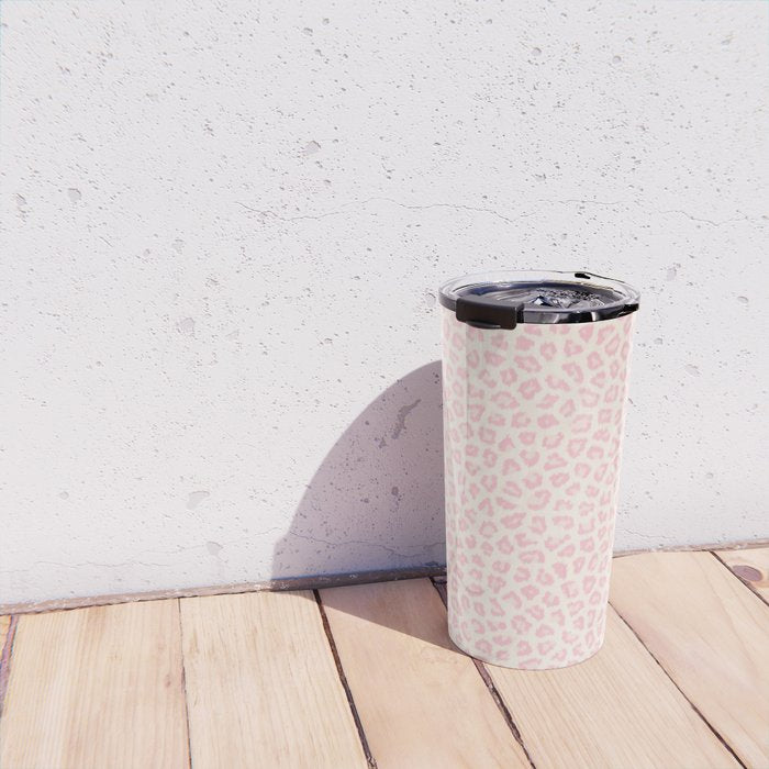Modern ivory blush pink girly cheetah animal print pattern Travel Mug Gallery Image 4