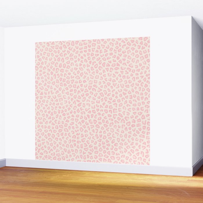 Modern ivory blush pink girly cheetah animal print pattern Wall Mural Gallery Image 2