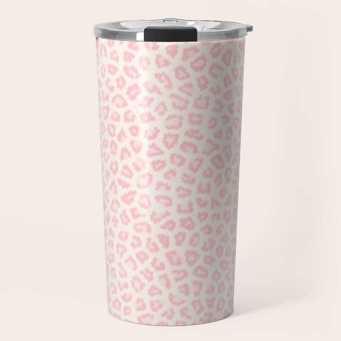 Modern ivory blush pink girly cheetah animal print pattern Travel Mug Gallery Image 1