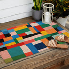 MidCentury Modern Colorful Geometric Artwork Outdoor Rug Gallery Image 2