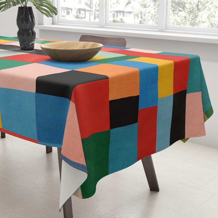 MidCentury Modern Colorful Geometric Artwork Tablecloth Gallery Image 3