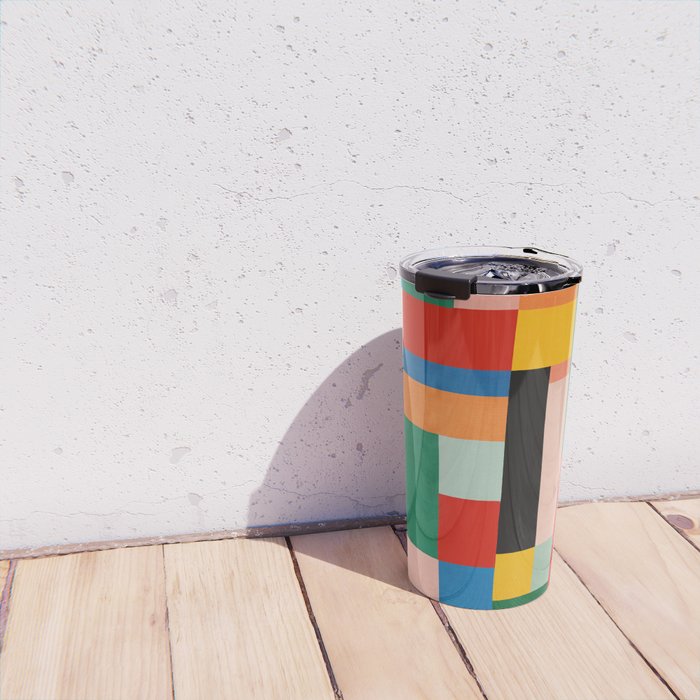 MidCentury Modern Colorful Geometric Artwork Travel Mug Gallery Image 4