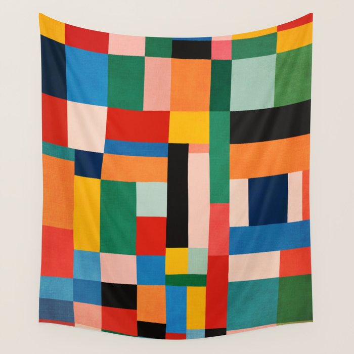 MidCentury Modern Colorful Geometric Artwork Wall Tapestry Gallery Image 1