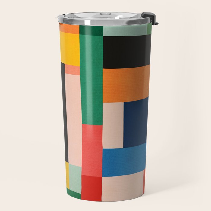 MidCentury Modern Colorful Geometric Artwork Travel Mug Gallery Image 2