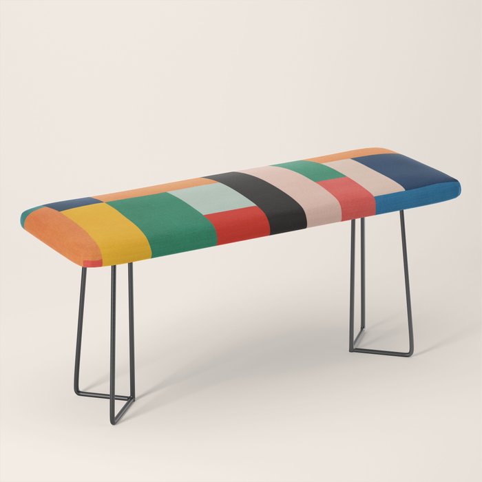 MidCentury Modern Colorful Geometric Artwork Bench Gallery Image 1