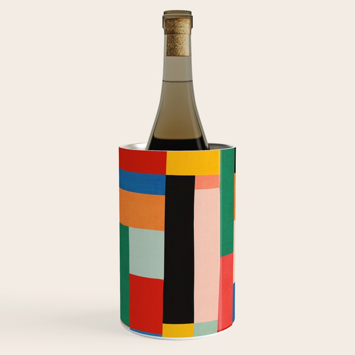 MidCentury Modern Colorful Geometric Artwork Wine Chiller Gallery Image 1
