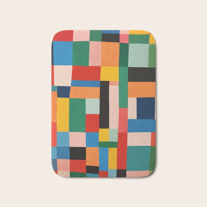 MidCentury Modern Colorful Geometric Artwork Bath Mat Gallery Image 1