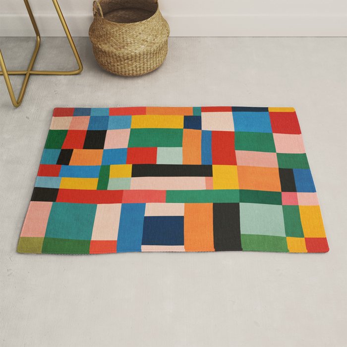 MidCentury Modern Colorful Geometric Artwork Rug Gallery Image 1