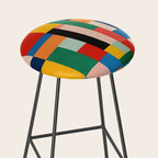 MidCentury Modern Colorful Geometric Artwork Stool Gallery Image 2