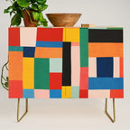 MidCentury Modern Colorful Geometric Artwork Credenza Gallery Image 1