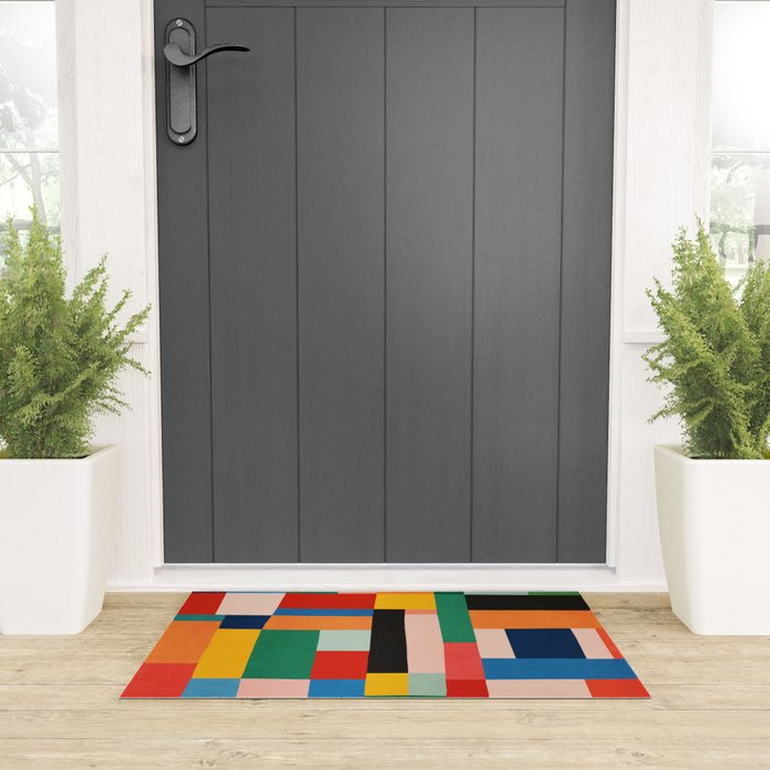 MidCentury Modern Colorful Geometric Artwork Welcome Mat Gallery Image 3