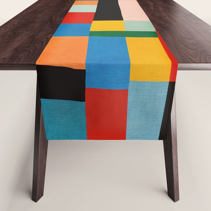 MidCentury Modern Colorful Geometric Artwork Table Runner Gallery Image 1