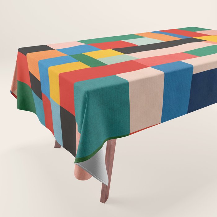 MidCentury Modern Colorful Geometric Artwork Tablecloth Gallery Image 1