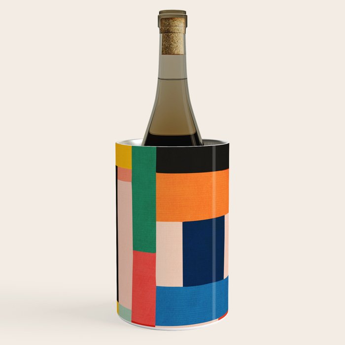 MidCentury Modern Colorful Geometric Artwork Wine Chiller Gallery Image 3