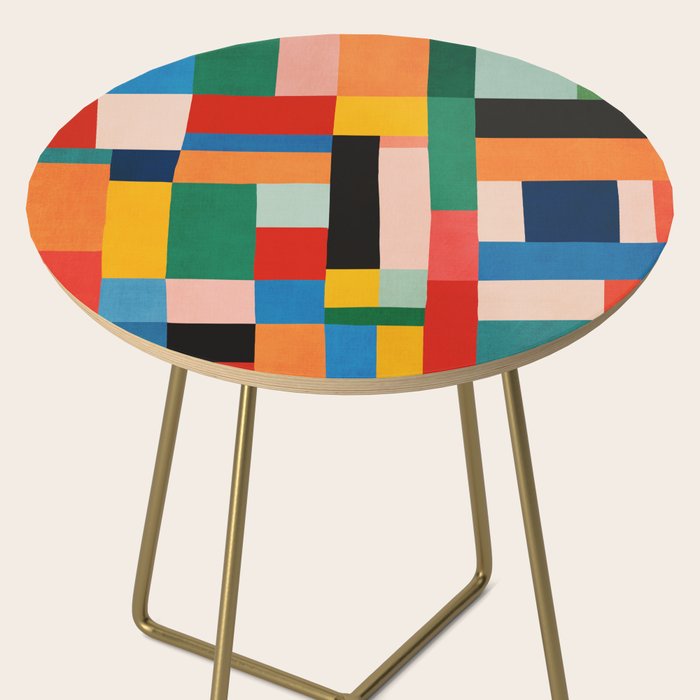 MidCentury Modern Colorful Geometric Artwork Side Table Gallery Image 2