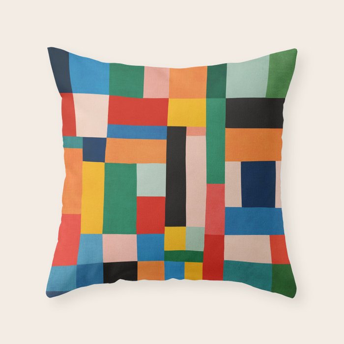 MidCentury Modern Colorful Geometric Artwork Throw Pillow Gallery Image 6