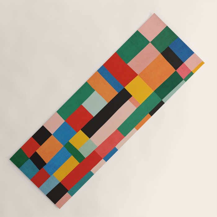 MidCentury Modern Colorful Geometric Artwork Yoga Mat Gallery Image 1