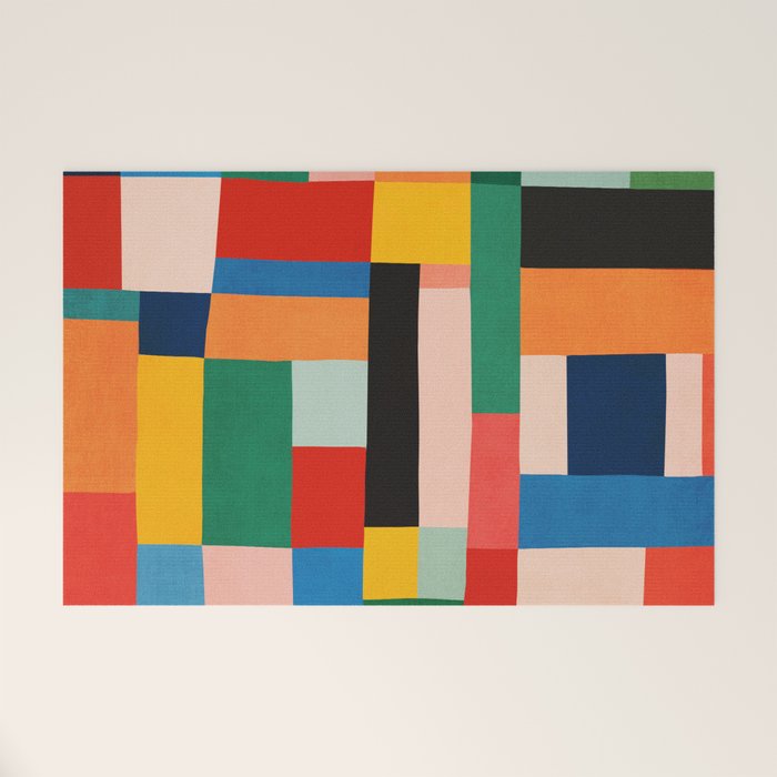 MidCentury Modern Colorful Geometric Artwork Welcome Mat Gallery Image 1