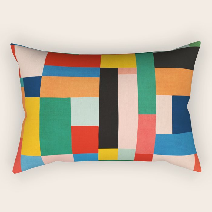 MidCentury Modern Colorful Geometric Artwork Rectangular Pillow Gallery Image 2